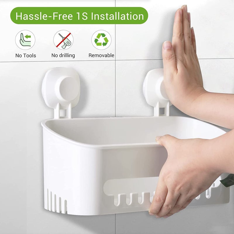 LUXEAR Suction Cup Shower Caddy - No Drilling Removable Shower Caddy - Powerful Suction Shower Organizer Max Hold 22lbs, Waterproof Suction Storage Basket for Bathroom & Kitchen - Image 3